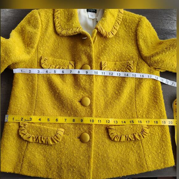 J.Crew Fall 2009 Ruffle-Trim Wool Blend Bouclé Lady Jacket Mustard NWT Sz 4 - Picture 6 of 13